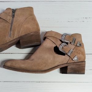 Frye Ray Western Ankle Booties in Taupe